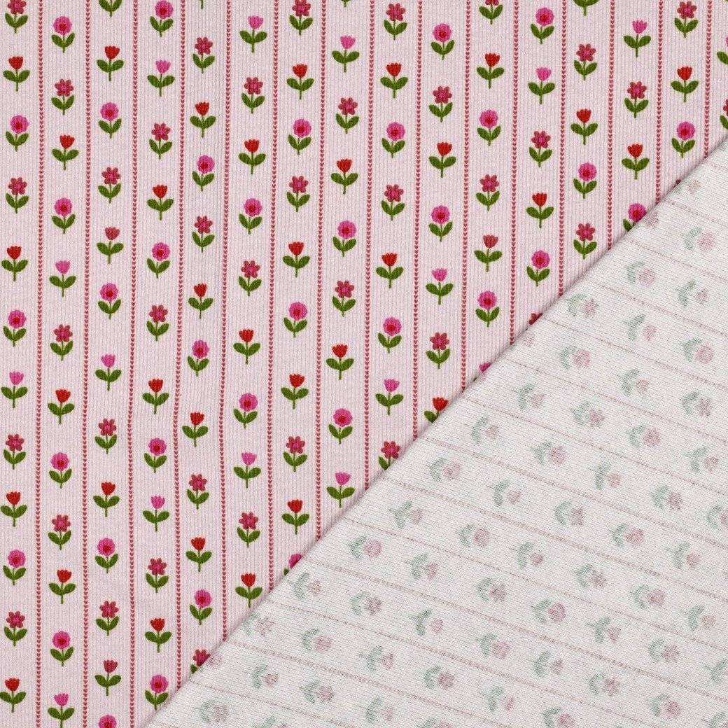 Rib Jersey Flowers Pink