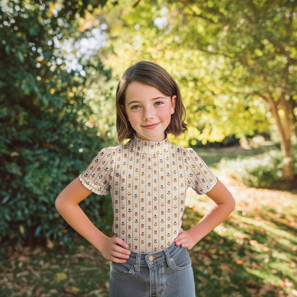 Rib Jersey Flowers Pink